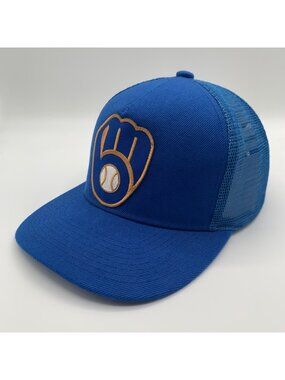 Milwaukee Brewers MLB Vintage Blue Snapback Trucker Hat